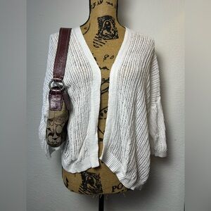 express y2k women’s white cotton blend mesh sweater cardigan top